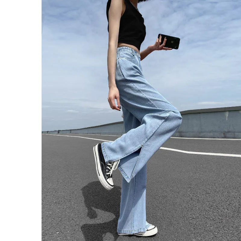 Summer Women’s High Waist Wide Leg Pants – Thin, Loose, Ice Silk Jeans