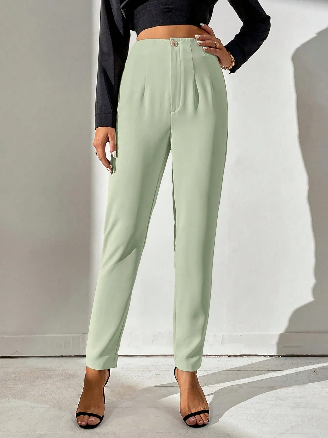 Tall High Waist Plicated Detail Pants