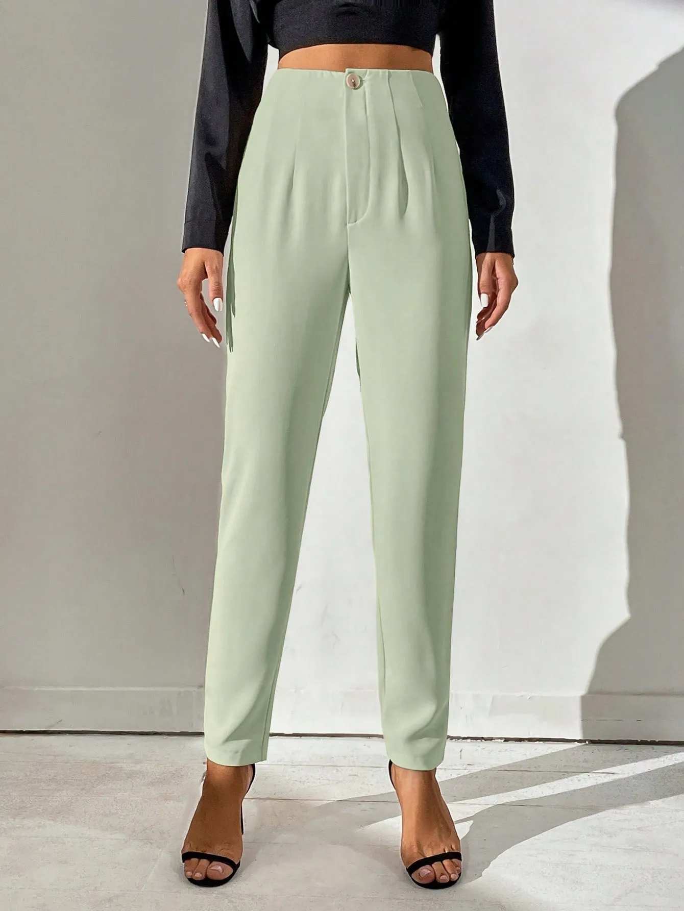 Tall High Waist Plicated Detail Pants