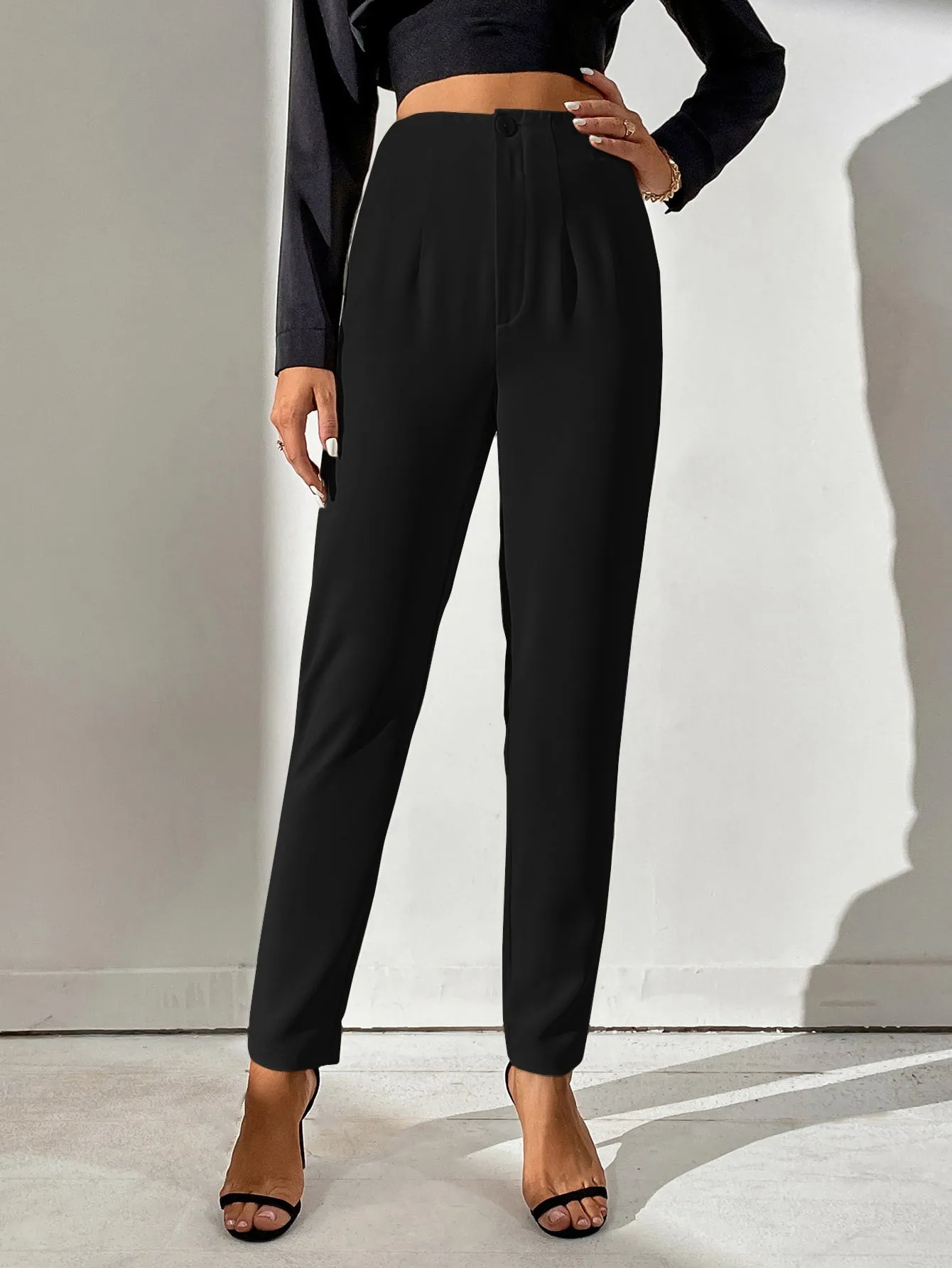 Tall High Waist Plicated Detail Pants