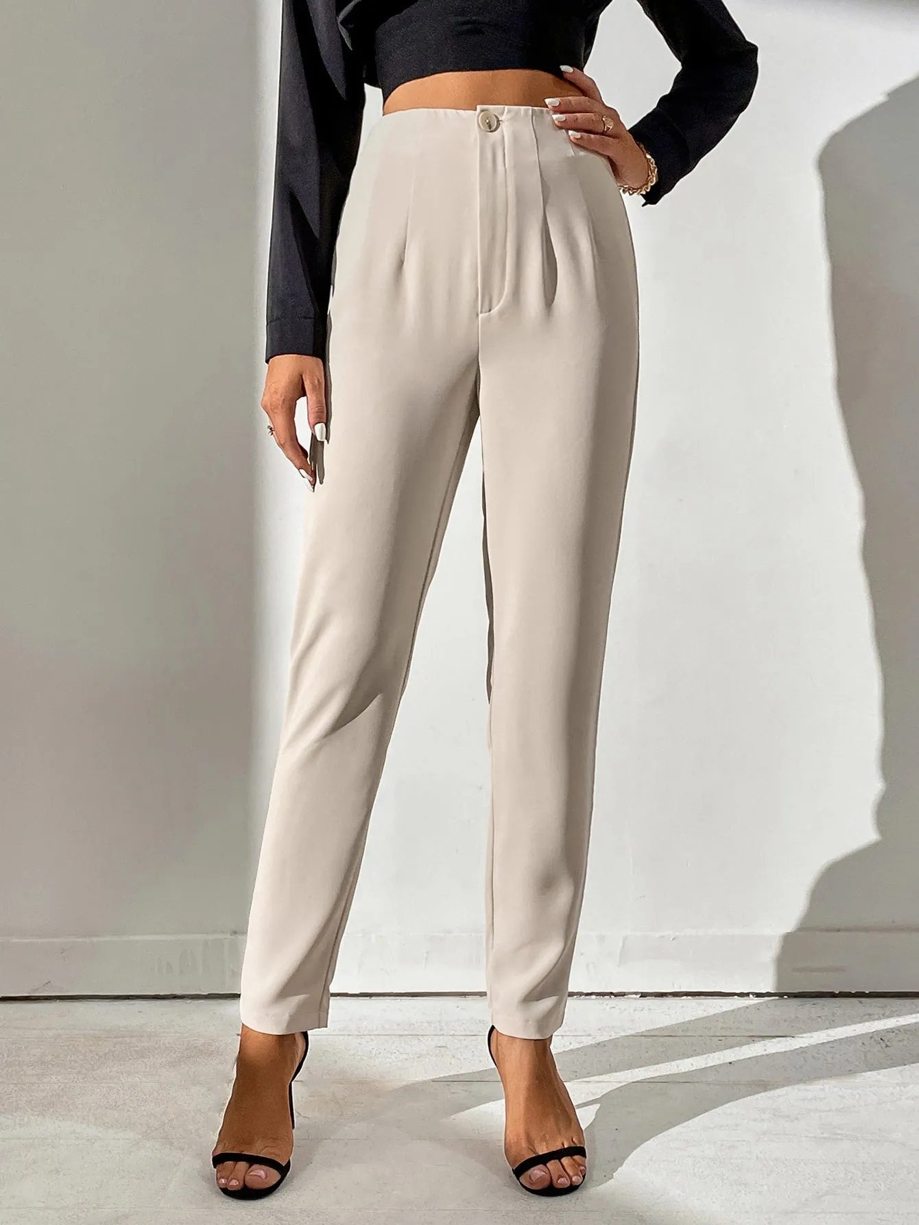 Tall High Waist Plicated Detail Pants