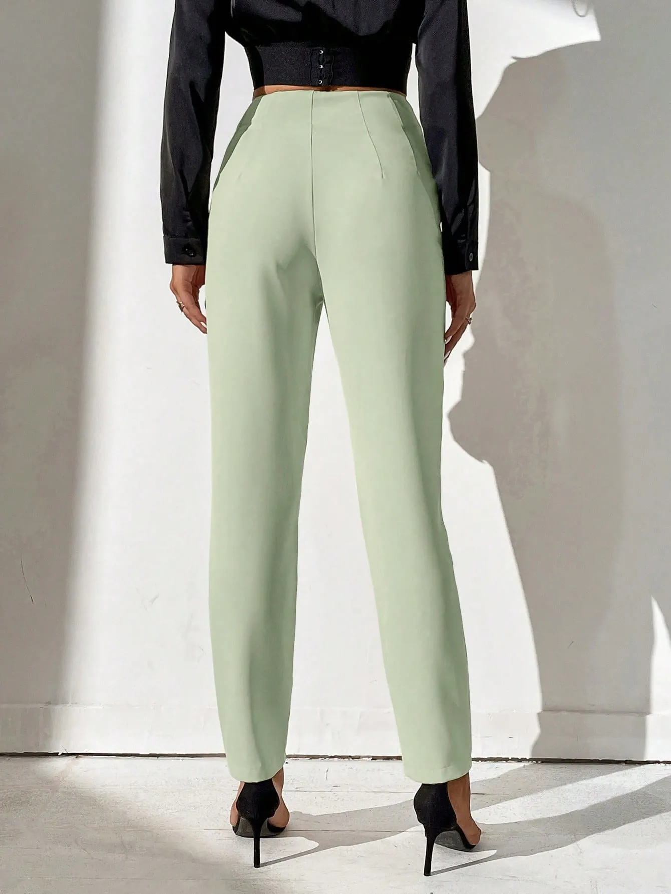 Tall High Waist Plicated Detail Pants