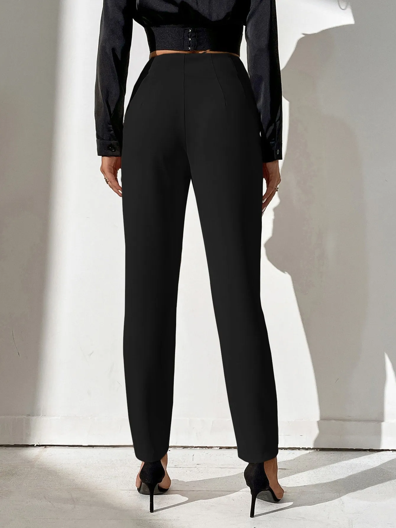 Tall High Waist Plicated Detail Pants