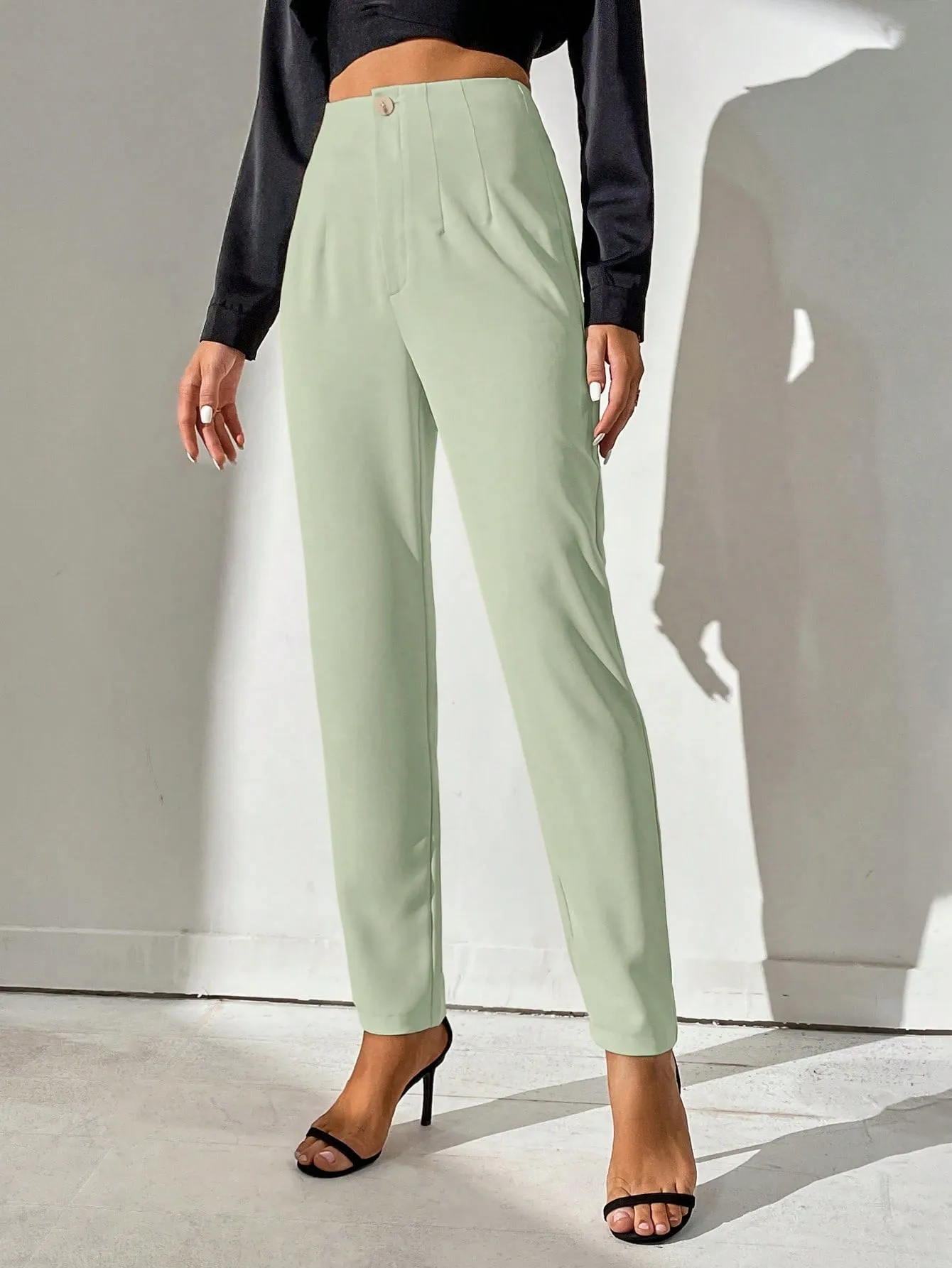 Tall High Waist Plicated Detail Pants