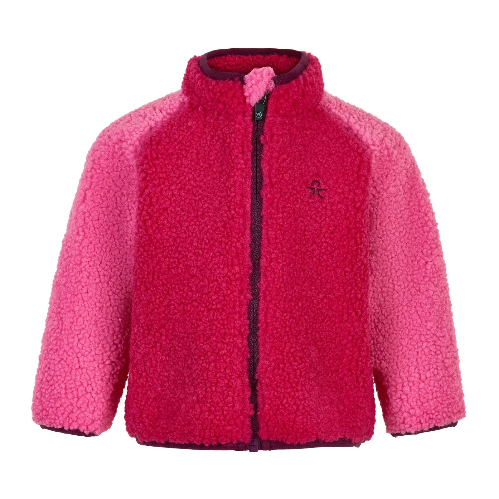 Teddy Fleece Baby Jacket: Pink Peacock