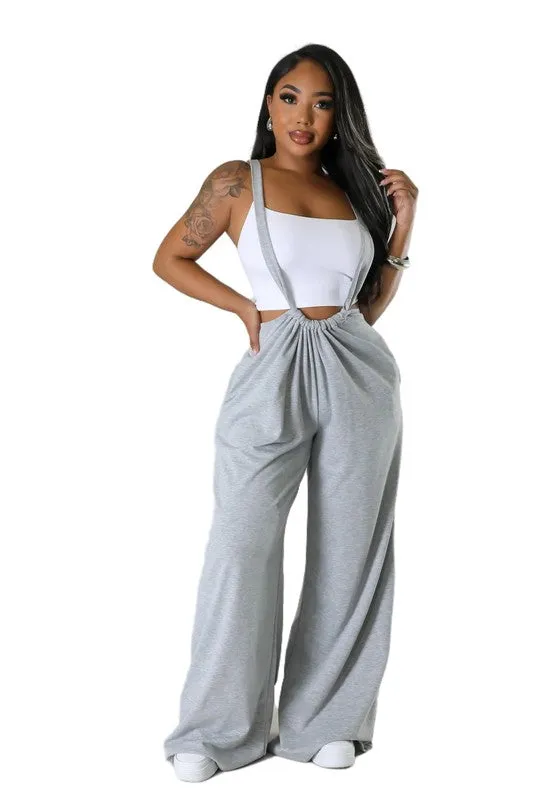 TEEK - GREY SUSPENDER SWEATPANTS