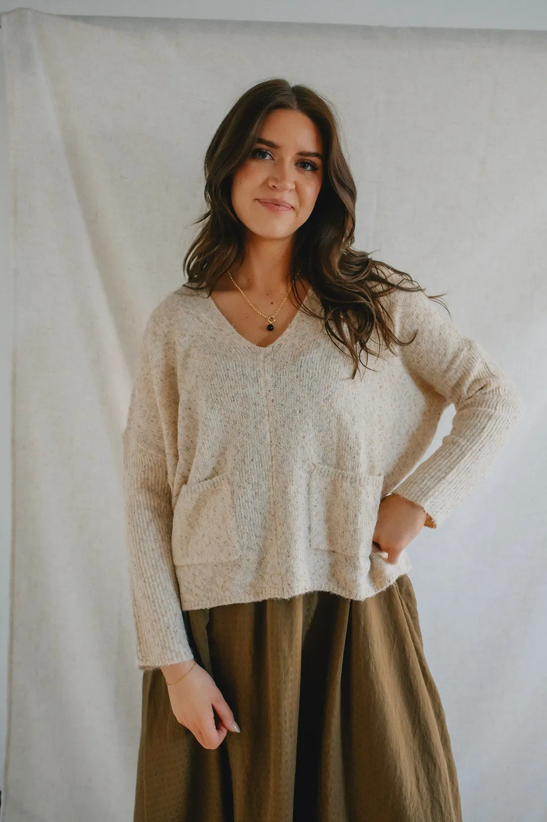 The Robin Pocket Sweater - Oatmeal