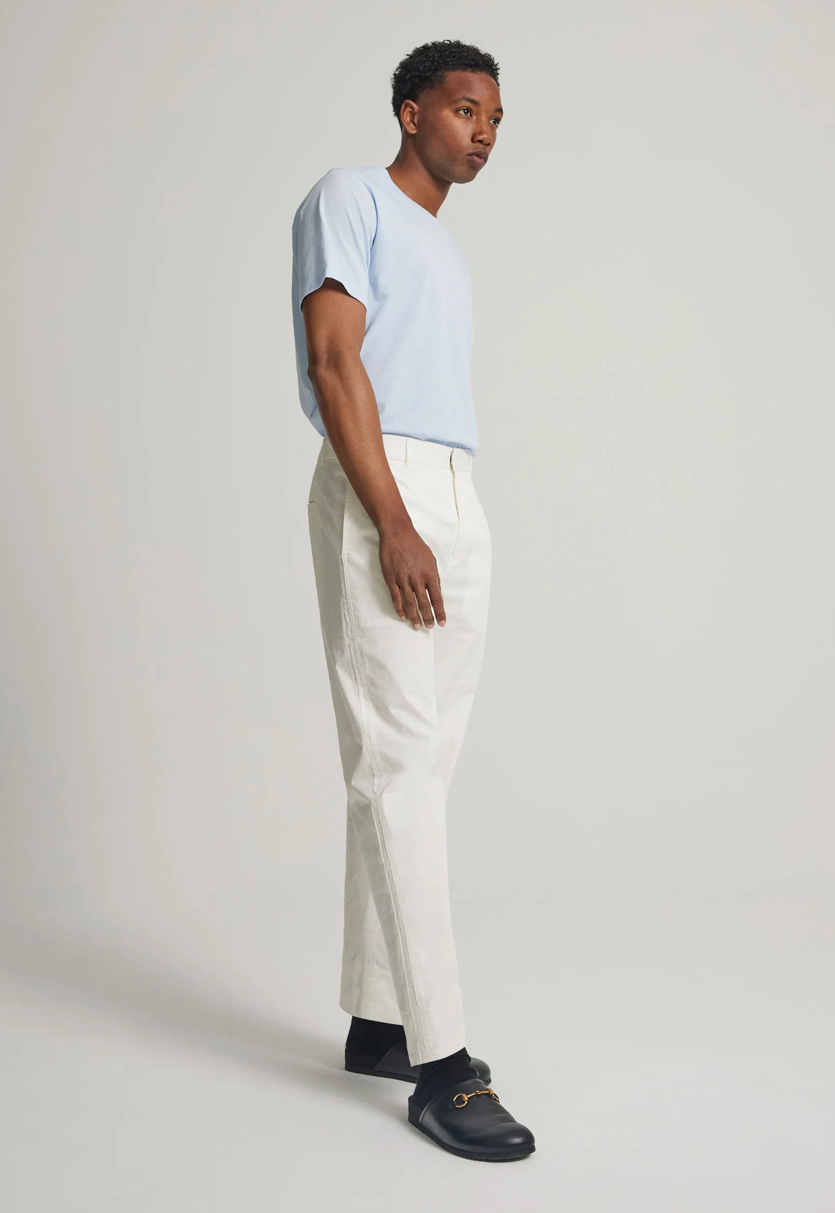 Theo Cotton Twill Pant - White