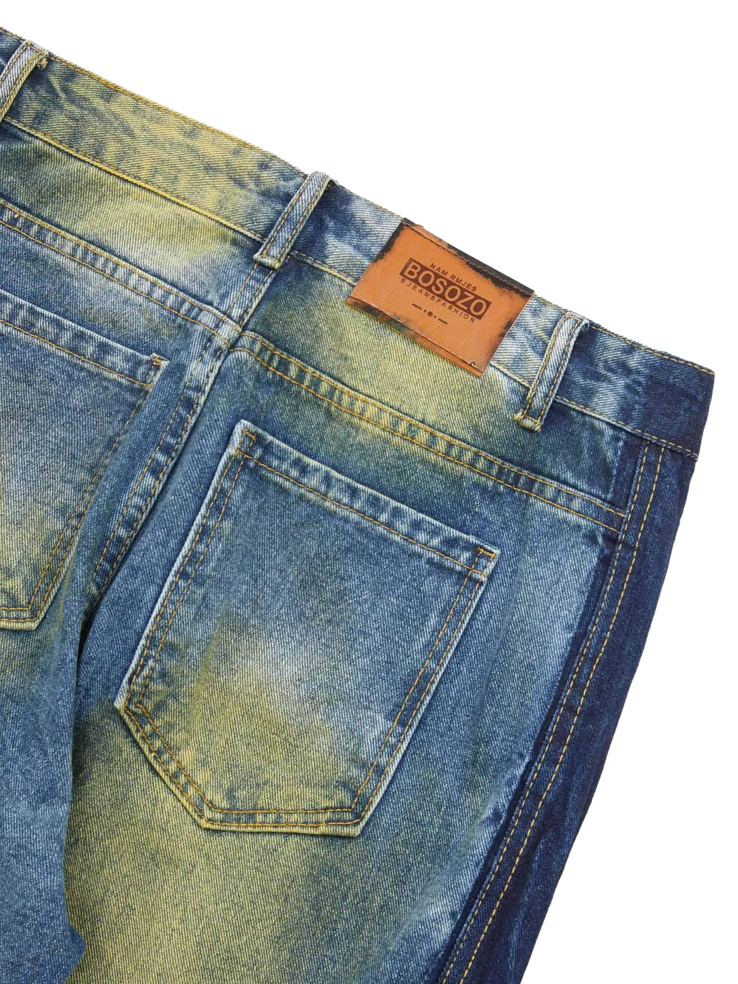 Thesupermade Hip-hop Washed Distressed Loose Spray-dyed Jeans