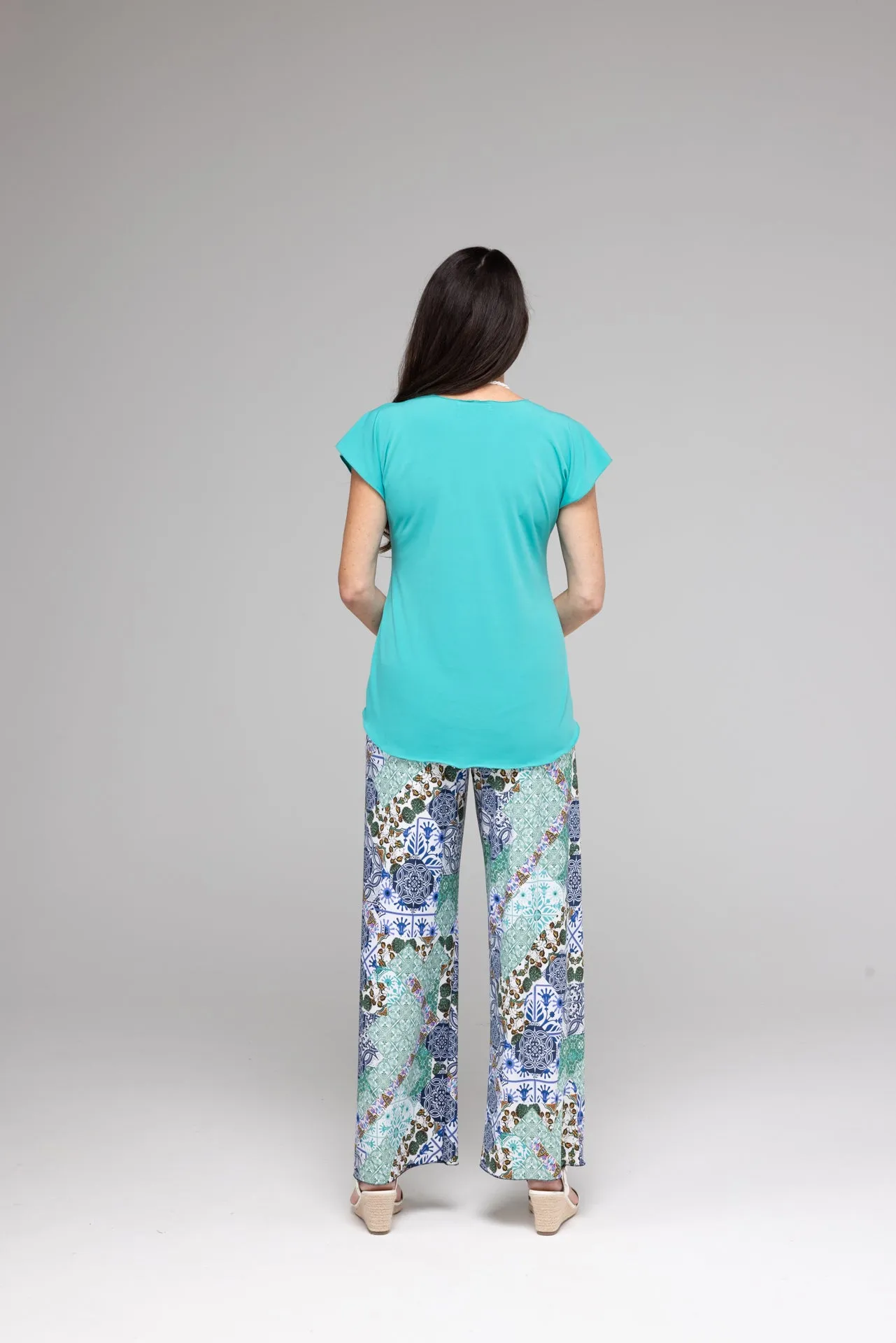 Tiles Wide Leg Jersey Palazzo Pants