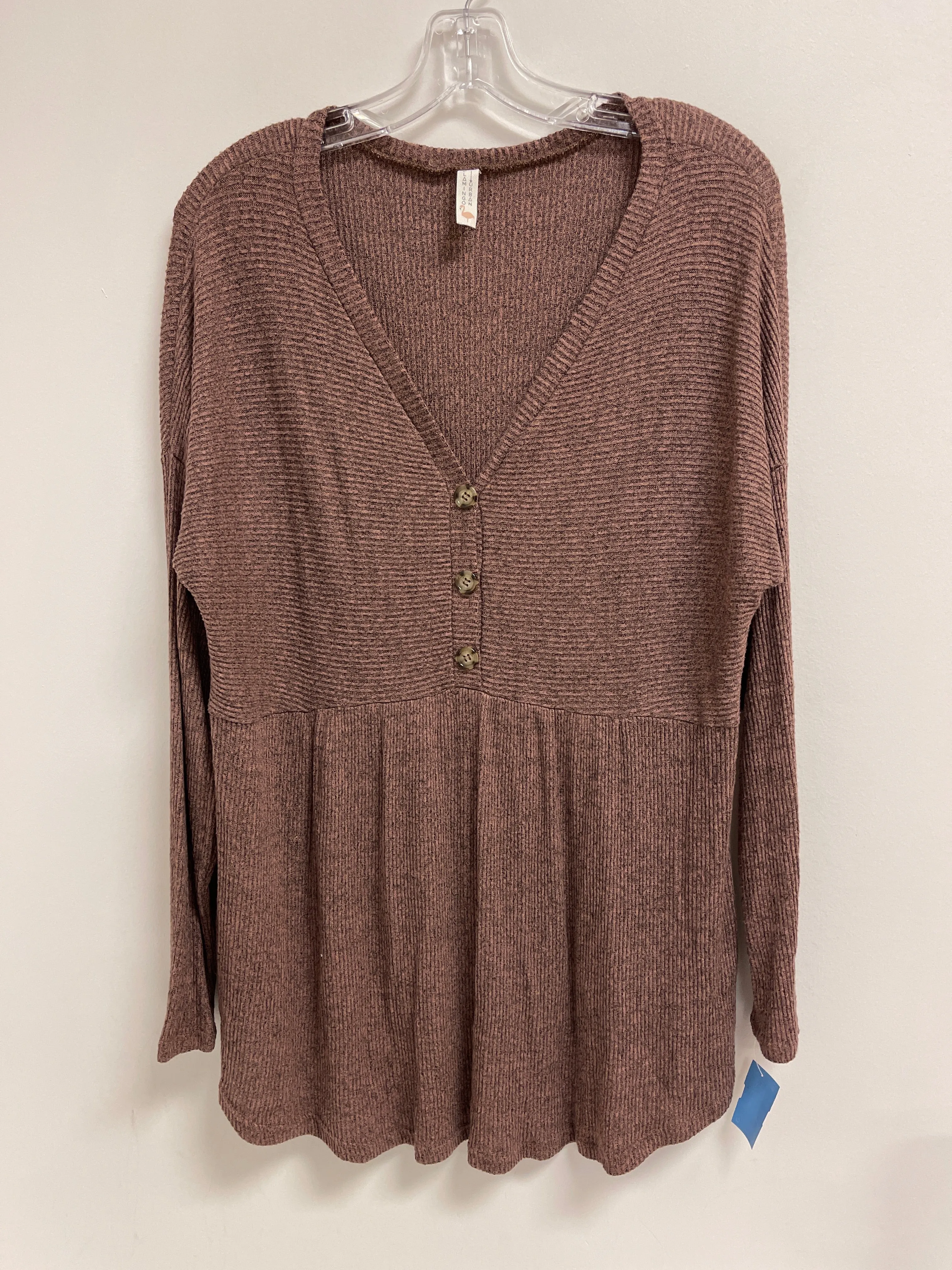 Tunic Long Sleeve By Flamingo Urban In Brown, Size: M