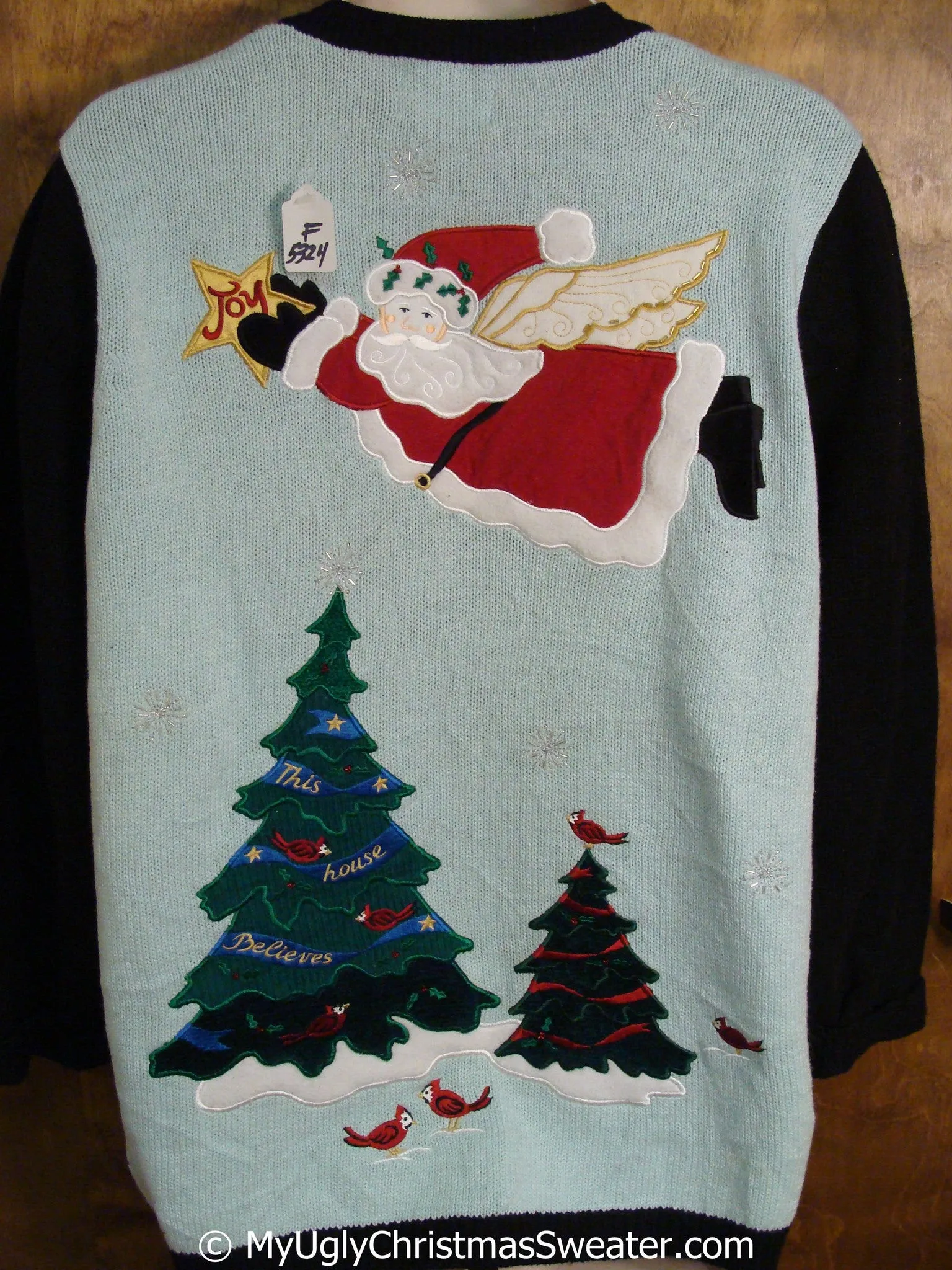 Two Sided Flying Santa Tacky Christmas Sweater