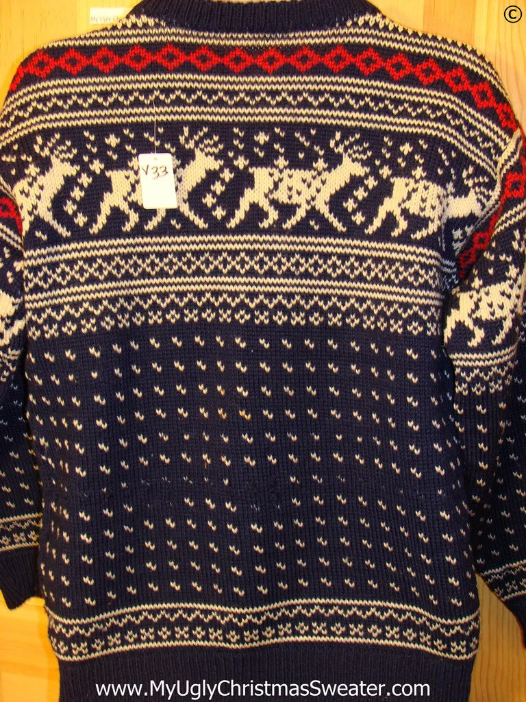 Ugly Christmas Sweater Party Vintage Reindeer Sweater (v33)