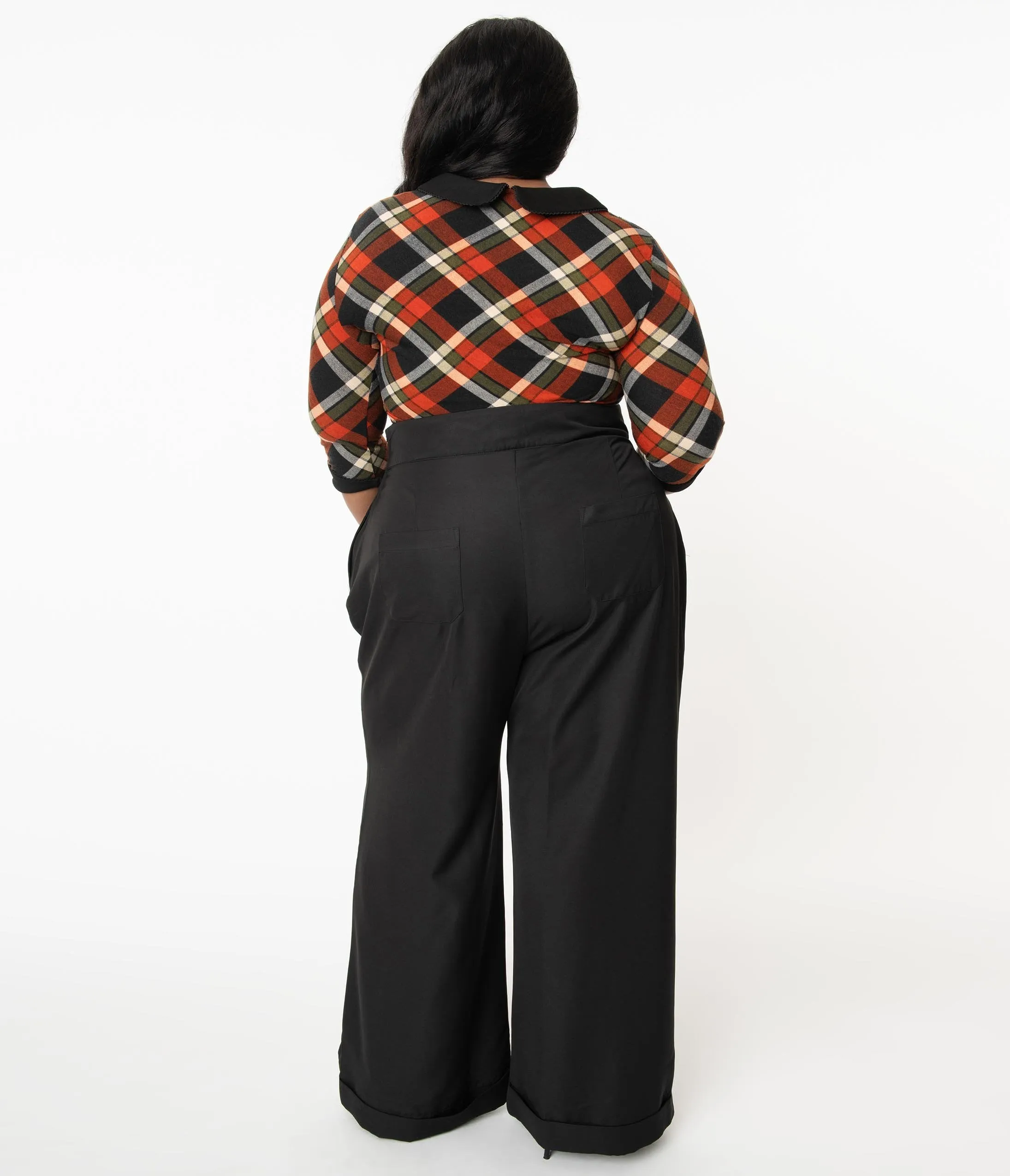 Unique Vintage Plus Size 1960s Black Garland Pants