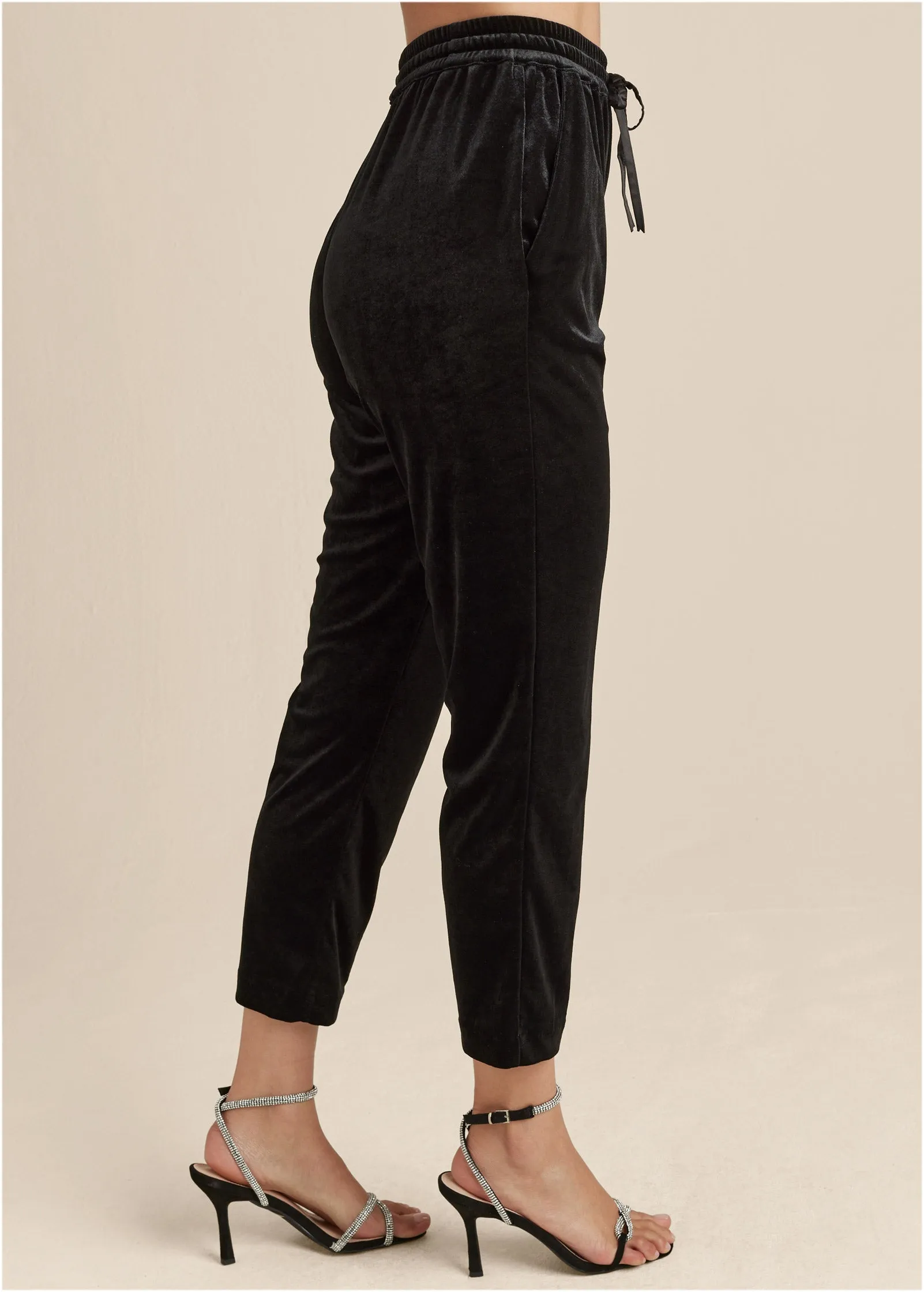 Velveteen Pull On Pants - Black