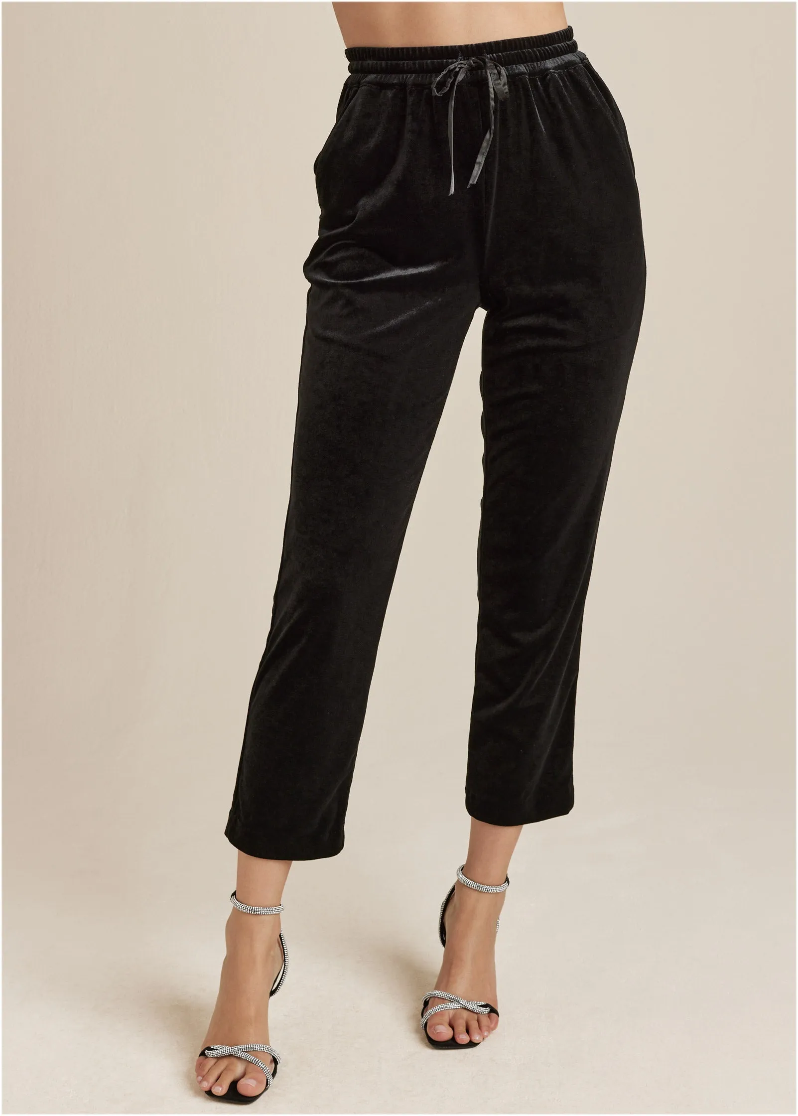 Velveteen Pull On Pants - Black