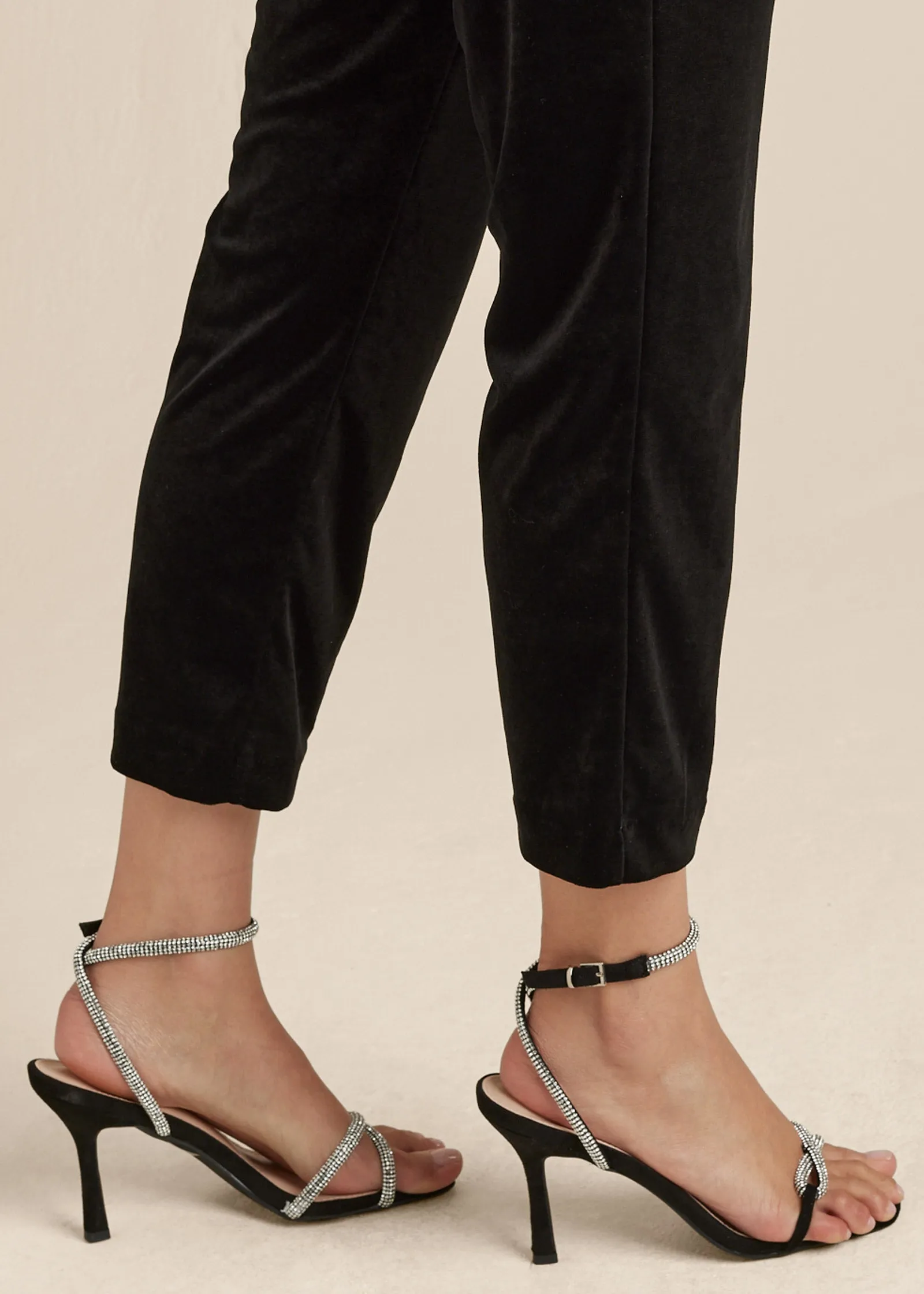 Velveteen Pull On Pants - Black