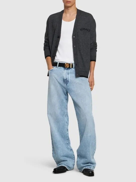 Versace   Stonewashed denim wide jeans 