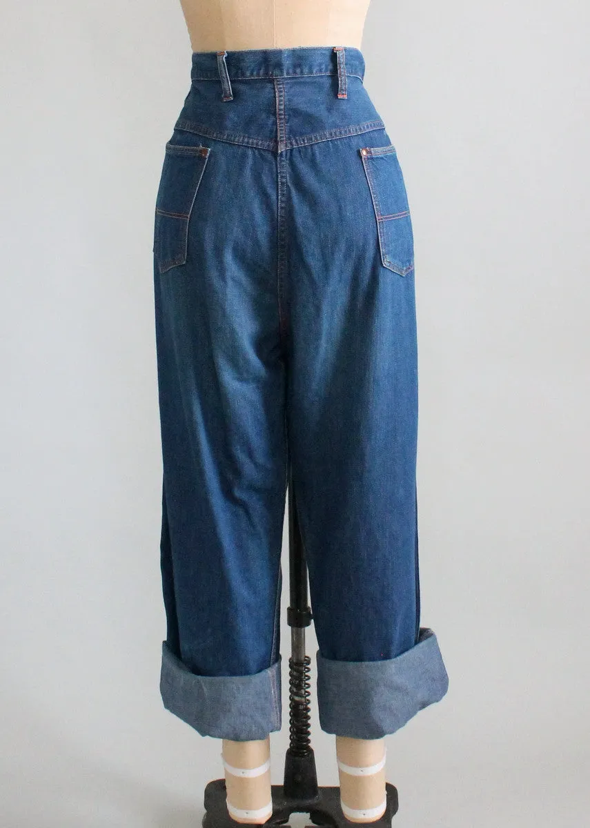 Vintage 1950s Distressed High Waist Jeans