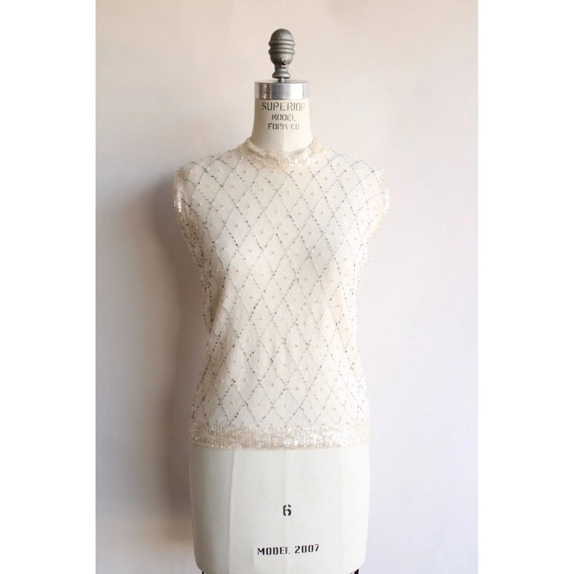 Vintage 1960s Neiman Marcus Beaded Sweater Vest In a Wool/Angora Blend