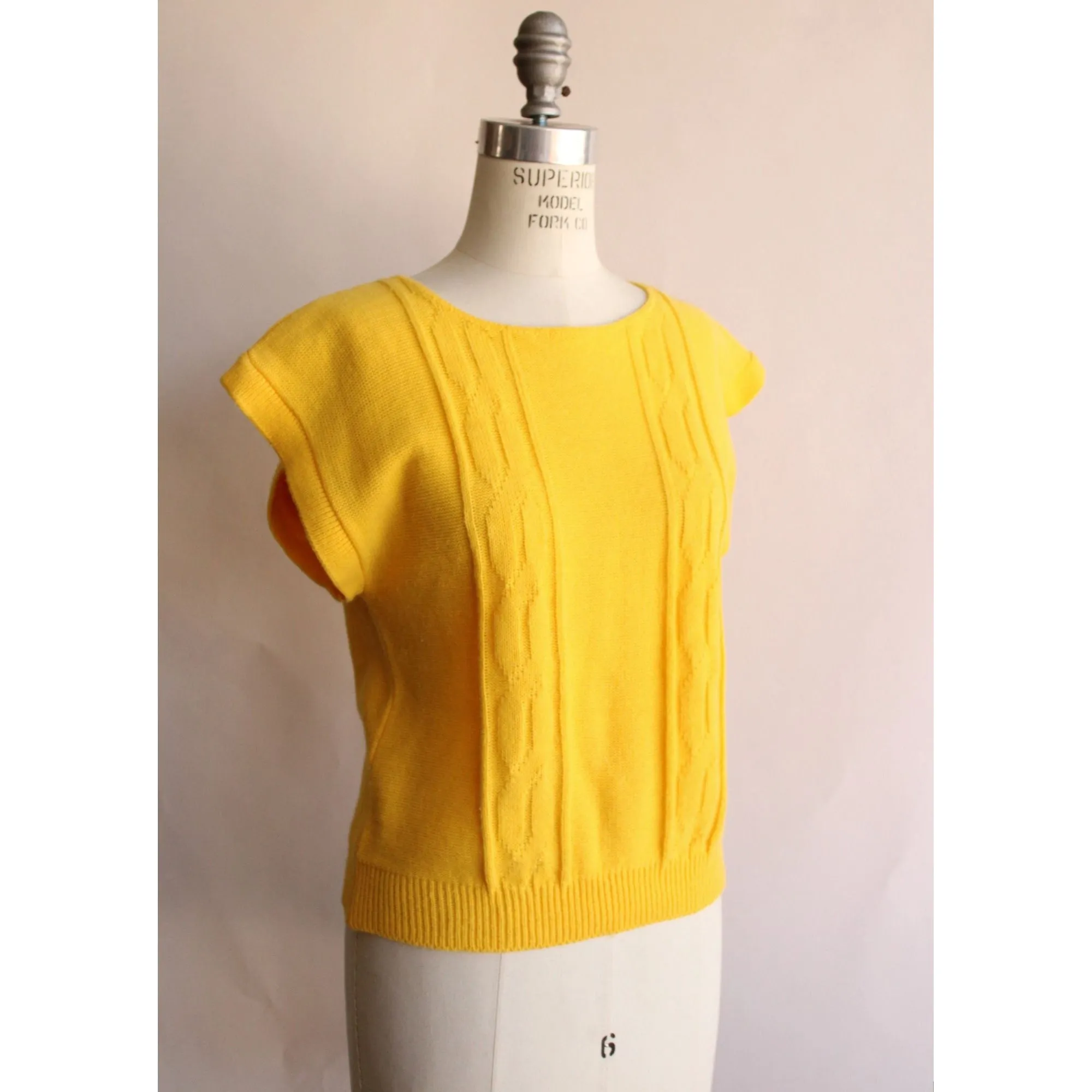 Vintage 1980s Yellow Cap Sleeve Sweater