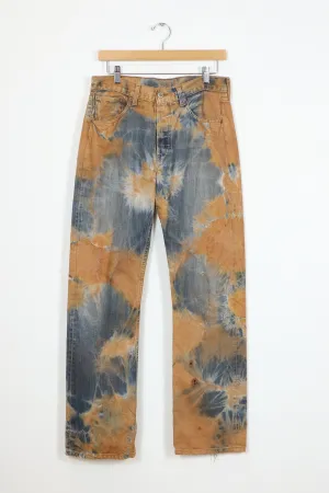 Vintage Reworked Rust Dyed 501 Levis Button Fly Jeans