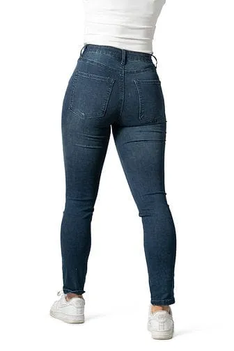 Wakee Denim Stretch Jean Skinny Leg High Rise - Navy 10163