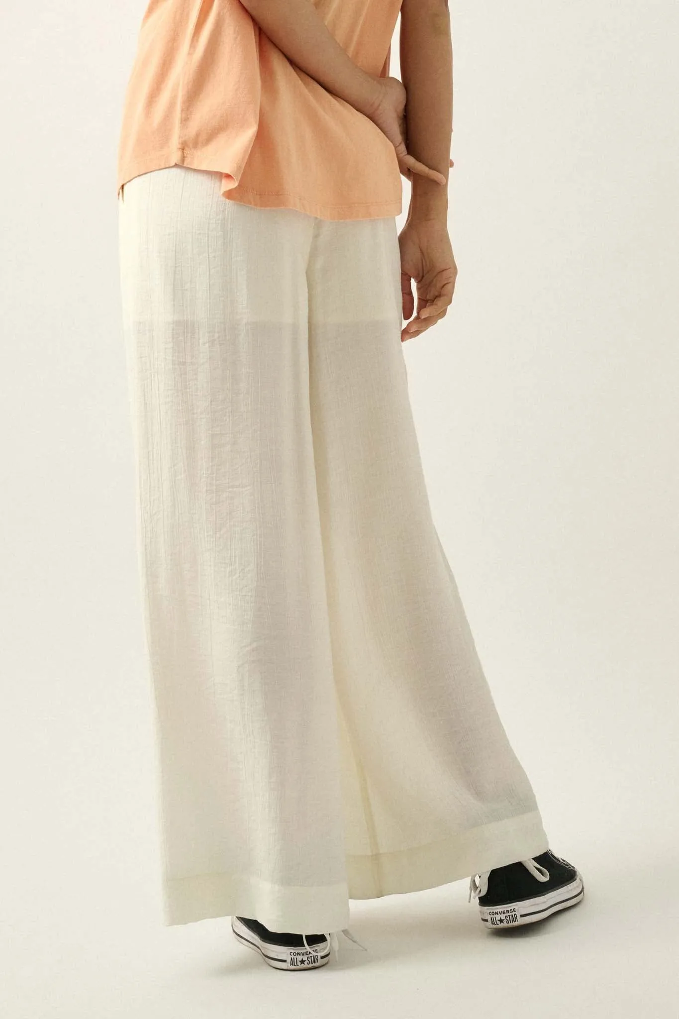 Walk of Life Textured Crepe Wide-Leg Pants