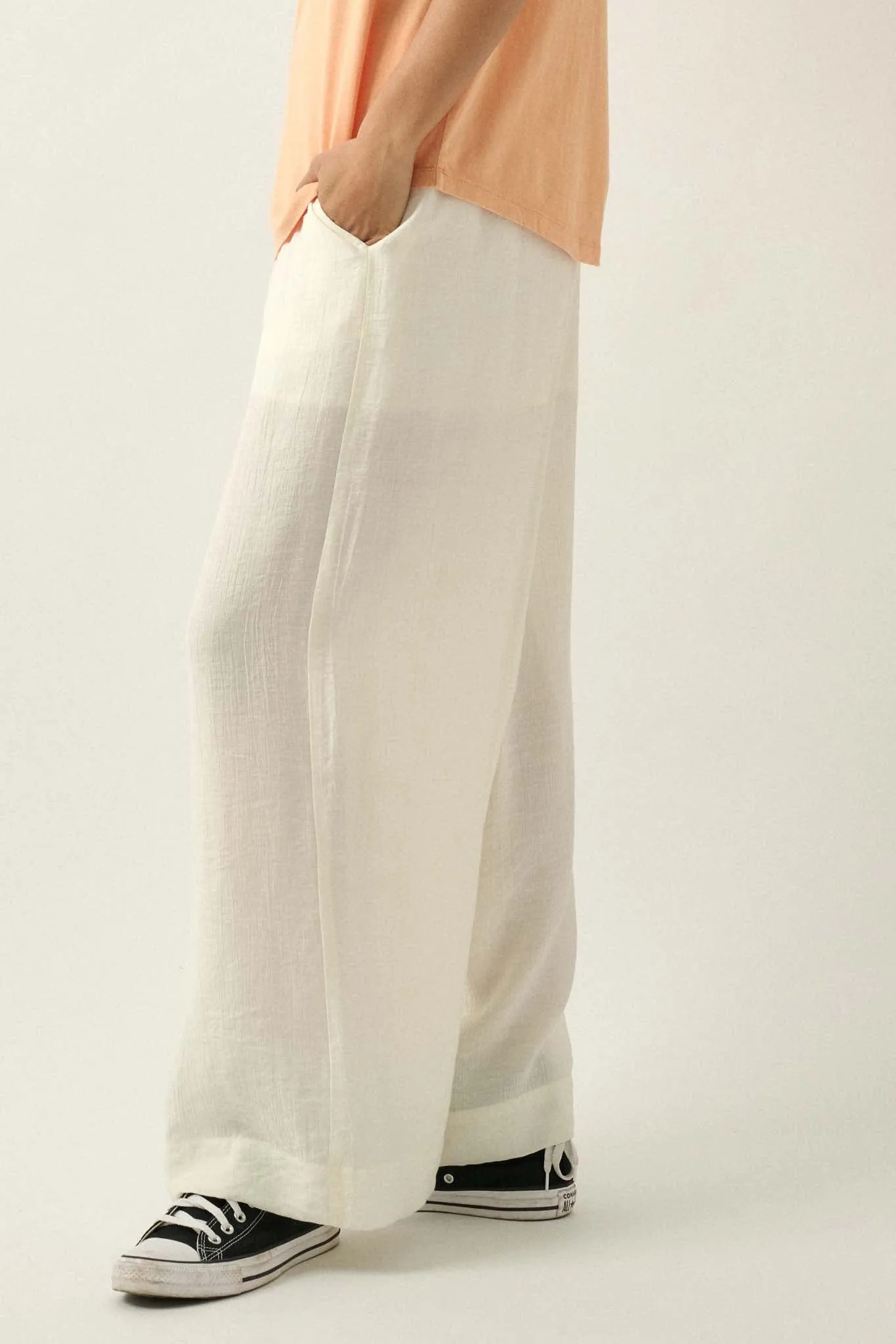 Walk of Life Textured Crepe Wide-Leg Pants