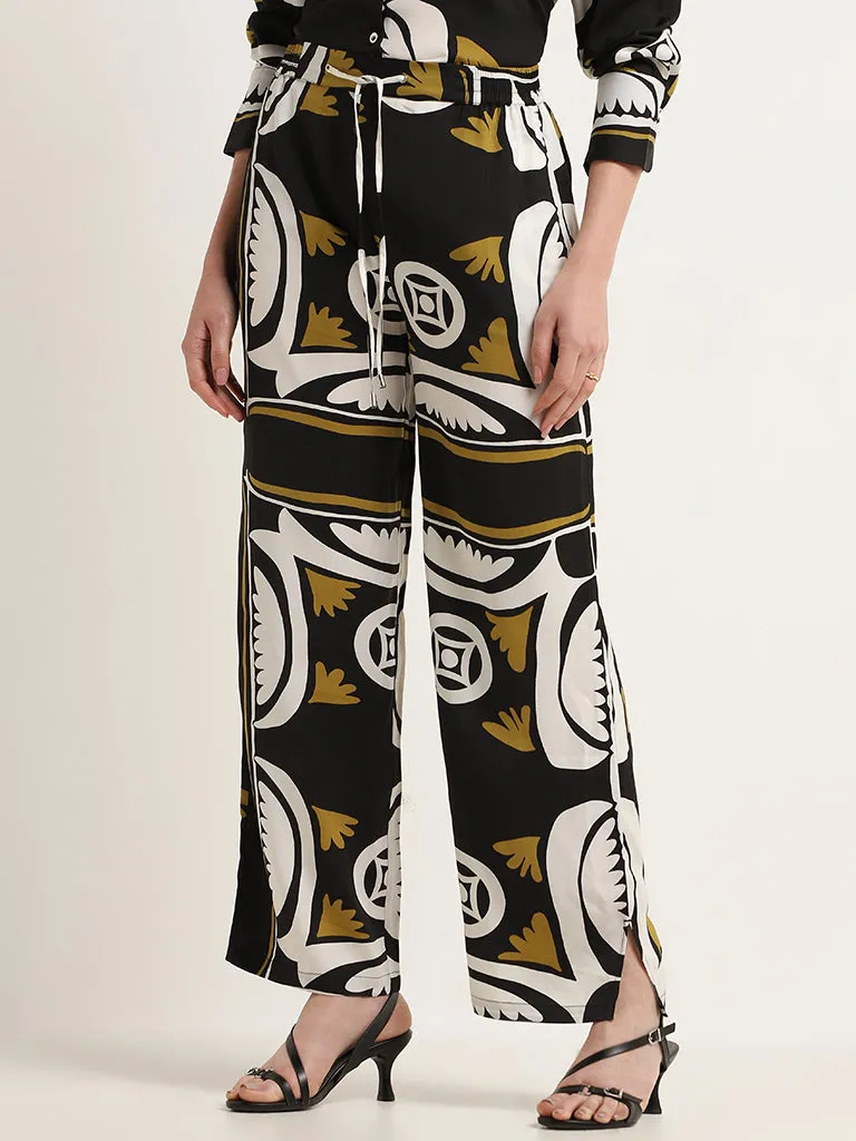 Wardrobe Black Abstract Print Pants