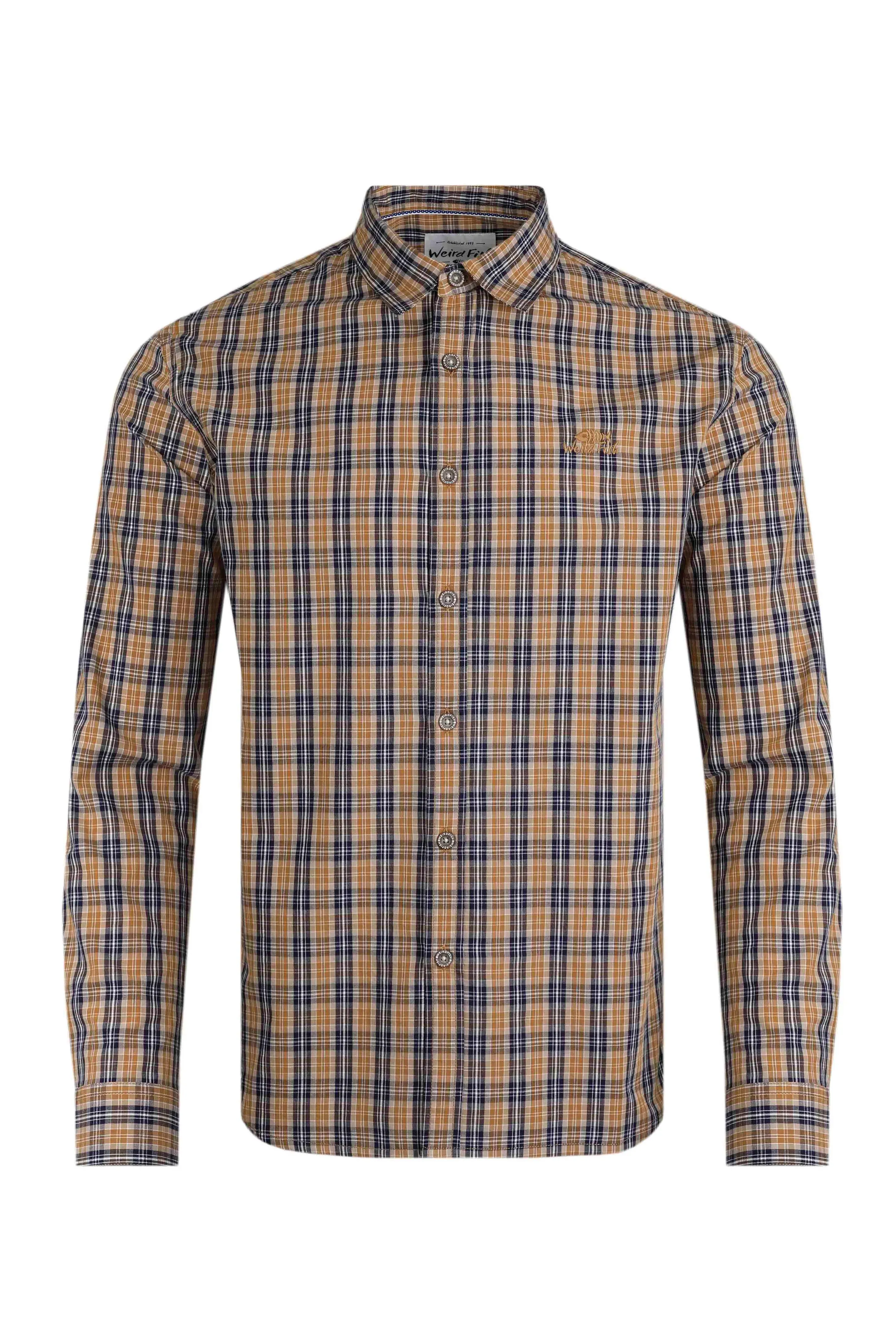 Weird Fish L Caramel Lando Long Sleeve Check Shirt