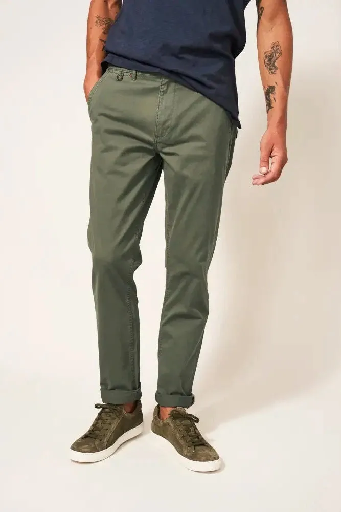 White Stuff Sutton Organic Chino Trousers in Khaki Green