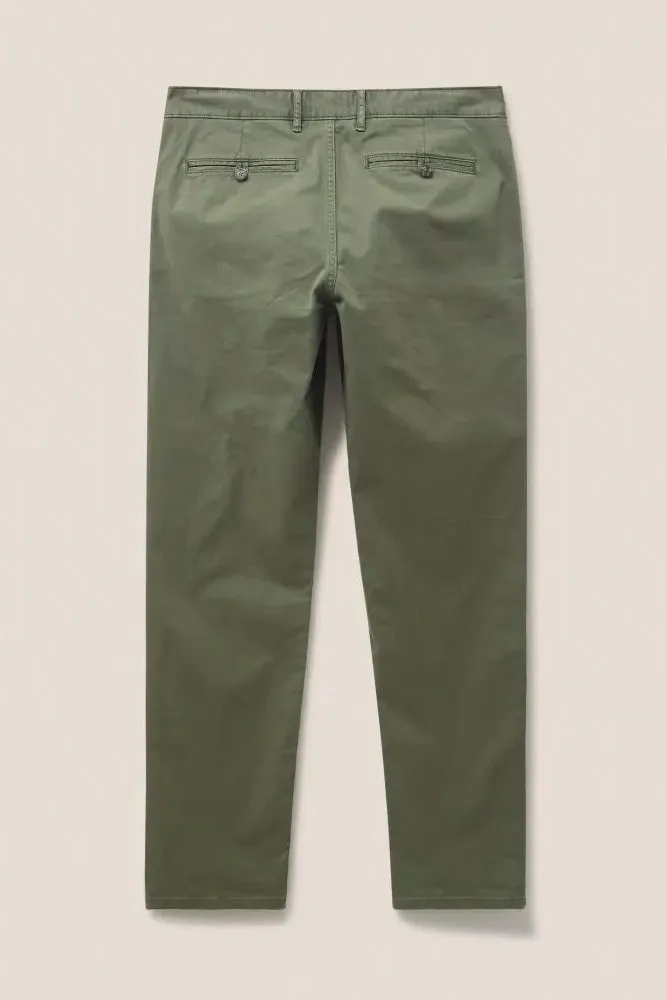 White Stuff Sutton Organic Chino Trousers in Khaki Green