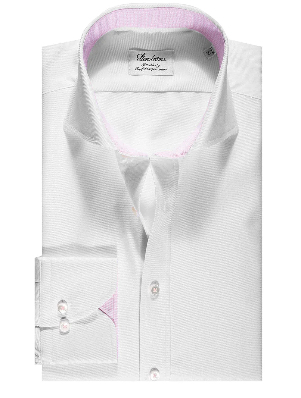 White Twill Fitted Body Shirt With Contrast Inlay White