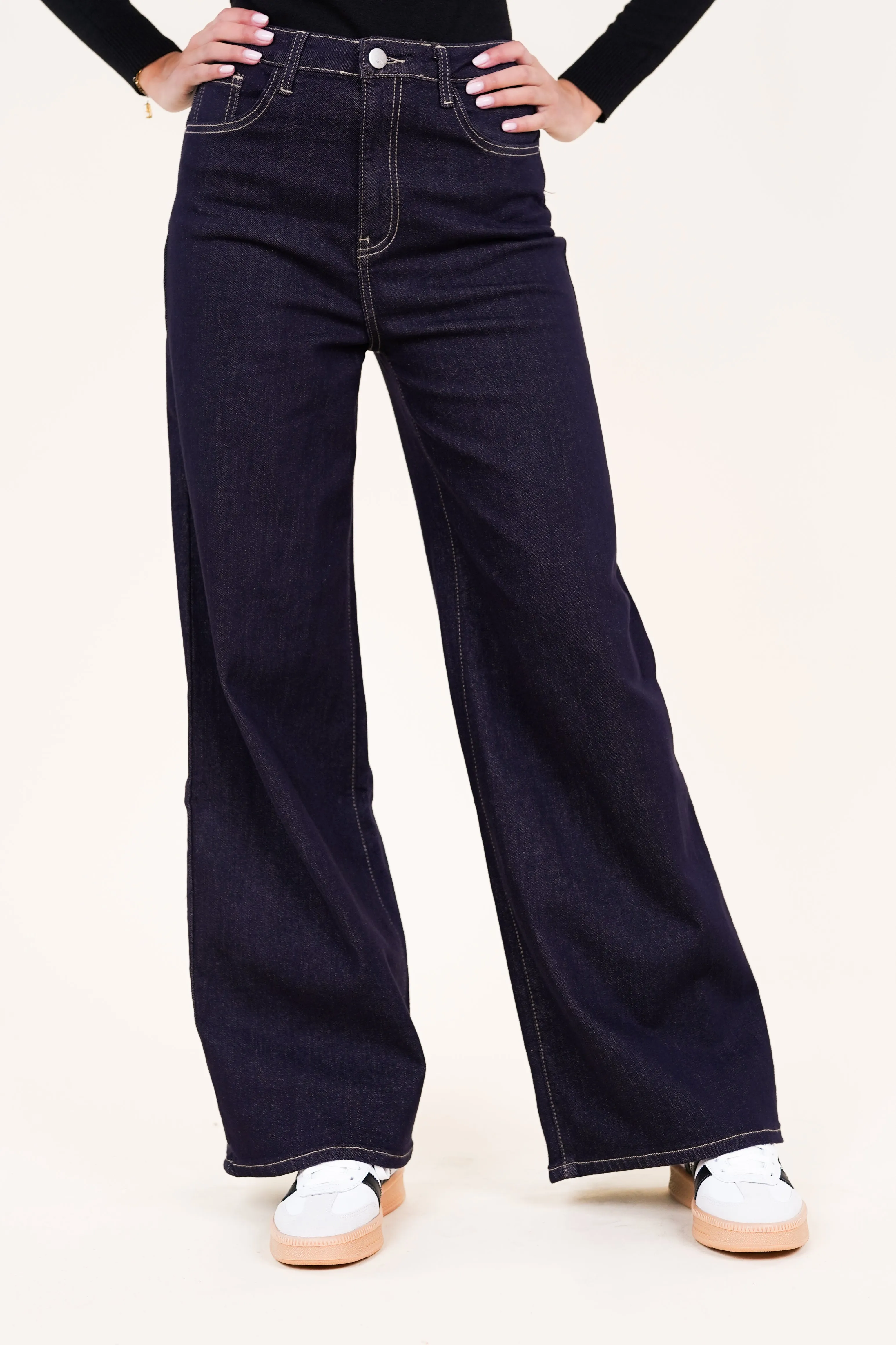 Wide leg jeans donker blauw - Lola