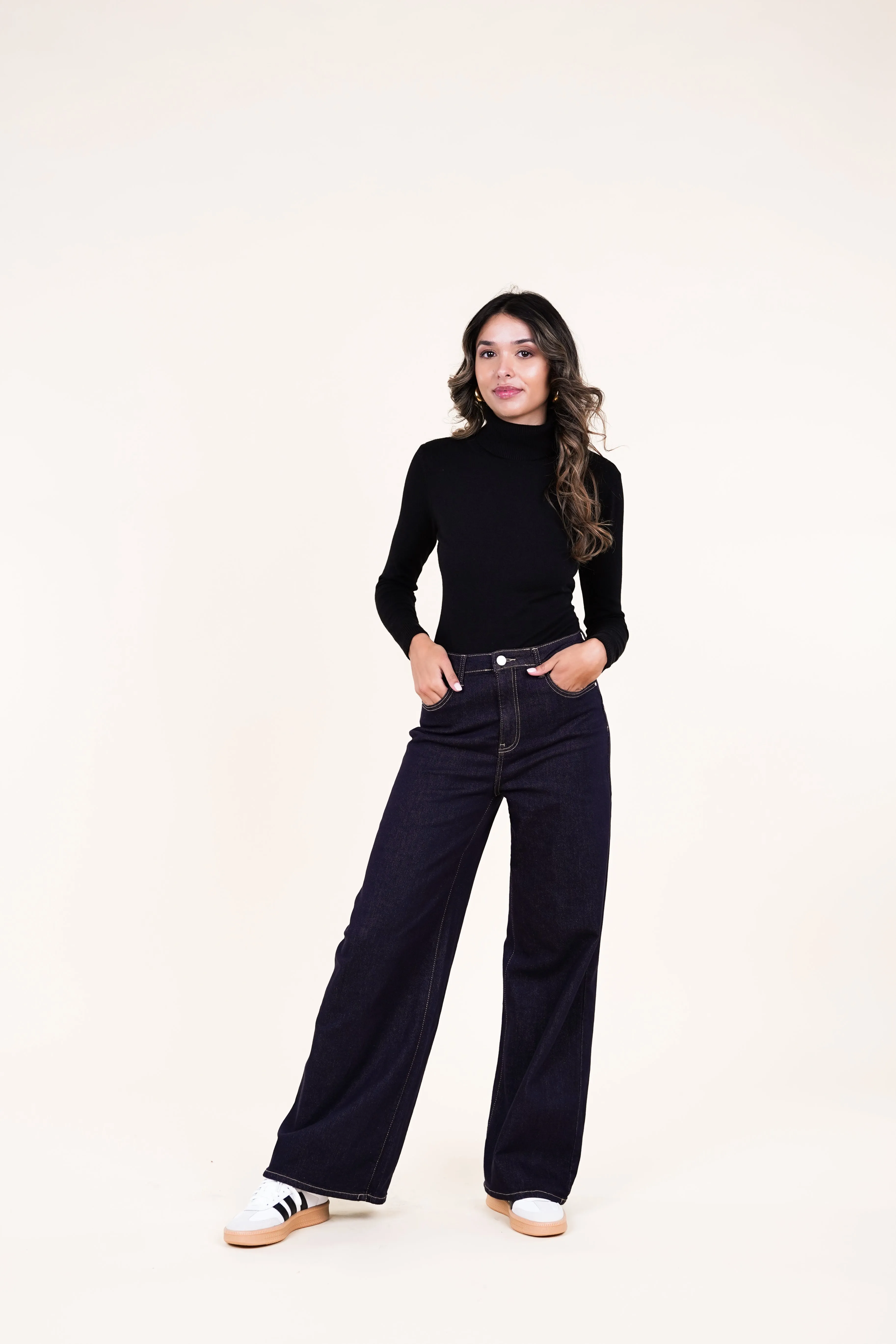 Wide leg jeans donker blauw - Lola