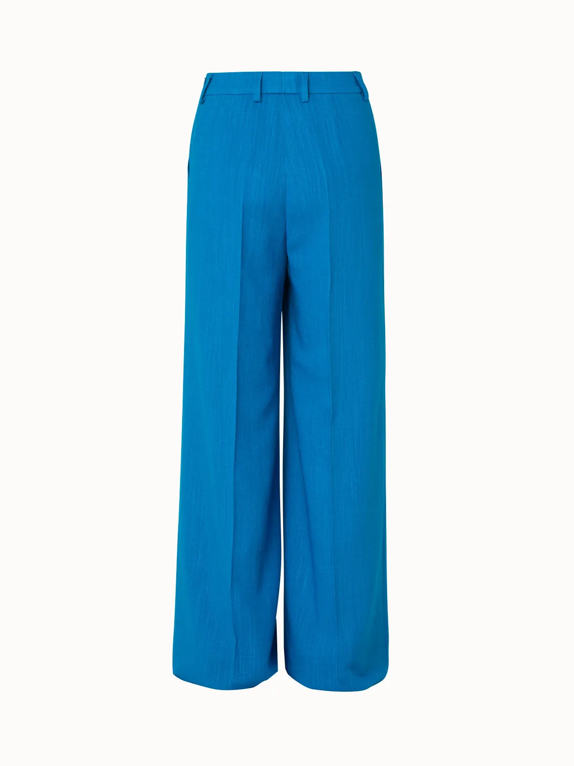 Wide Leg Linen Wool Crêpe Double-Face Pants