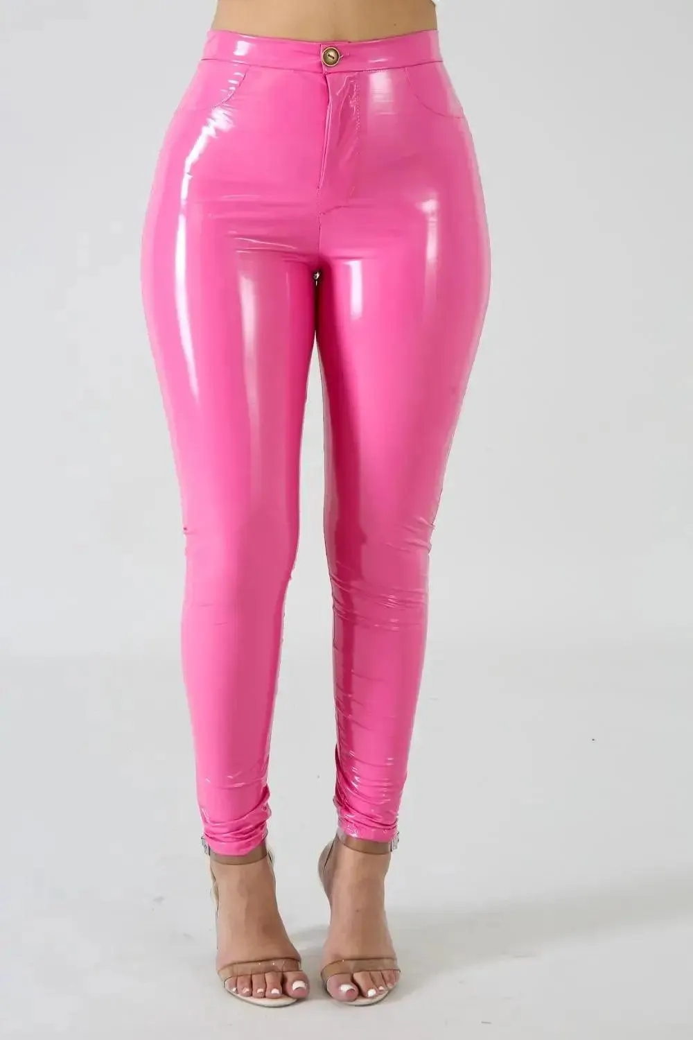 Woman's High Waist PU Leather Skinny Pants