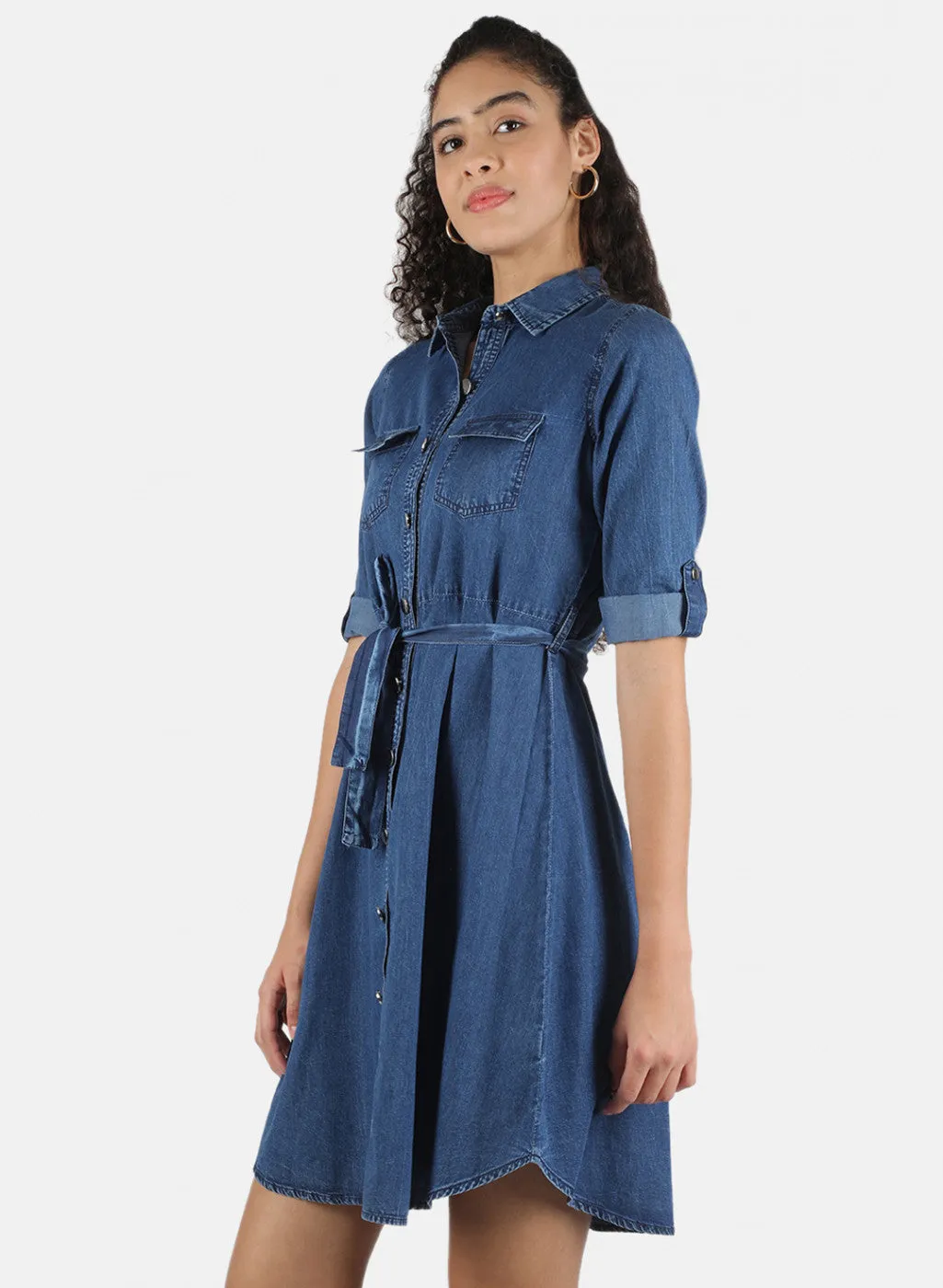 Women Navy Blue Plain Tunic