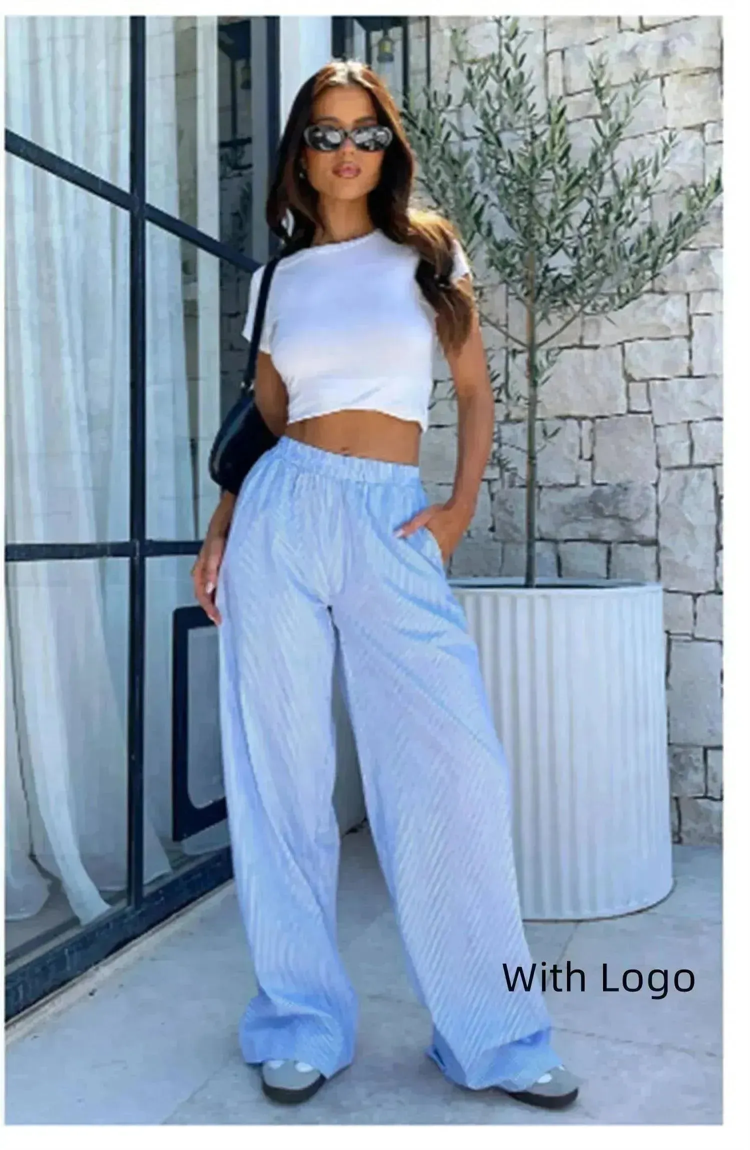 Women's Fashionable Loose High Waist Trousers