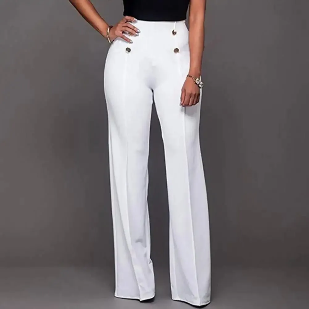 Women's High Waist Solid Color Flared Pants