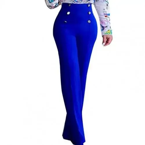 Women's High Waist Solid Color Flared Pants