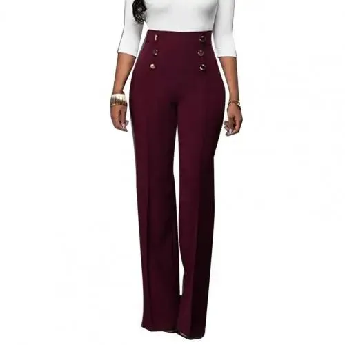 Women's High Waist Solid Color Flared Pants