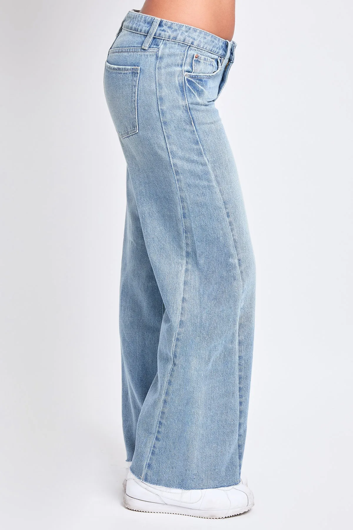 Women's Mid Rise Rigid Detailed Wide Leg Jeans