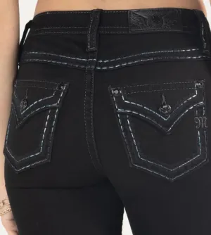 Women's Miss Me Silver Stitch Black Jean