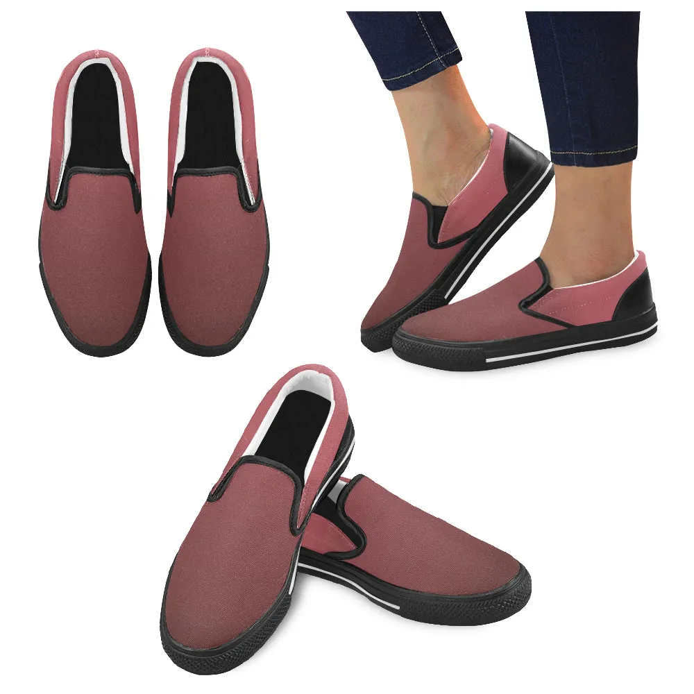 Women's Wine Color Solids Print Slip-on Canvas Shoes