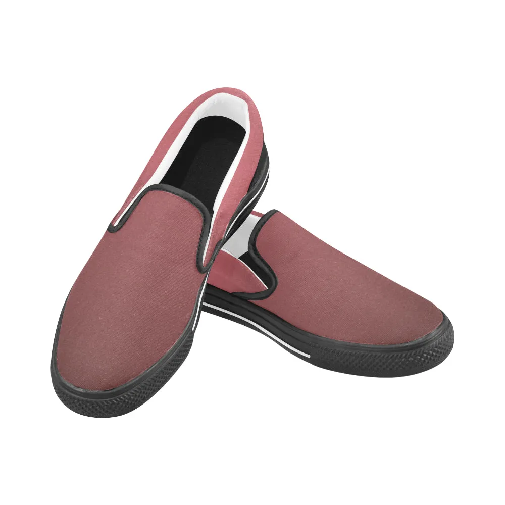 Women's Wine Color Solids Print Slip-on Canvas Shoes