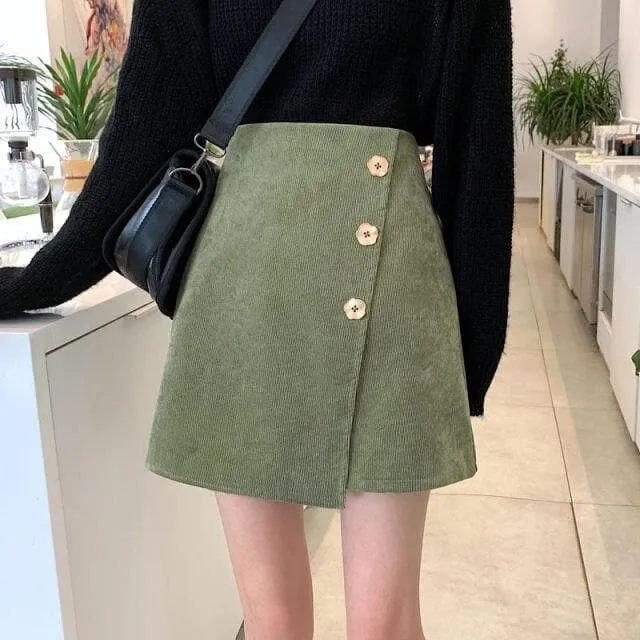 Wrap Skirt with Side Buttons