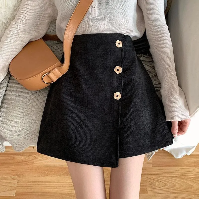 Wrap Skirt with Side Buttons